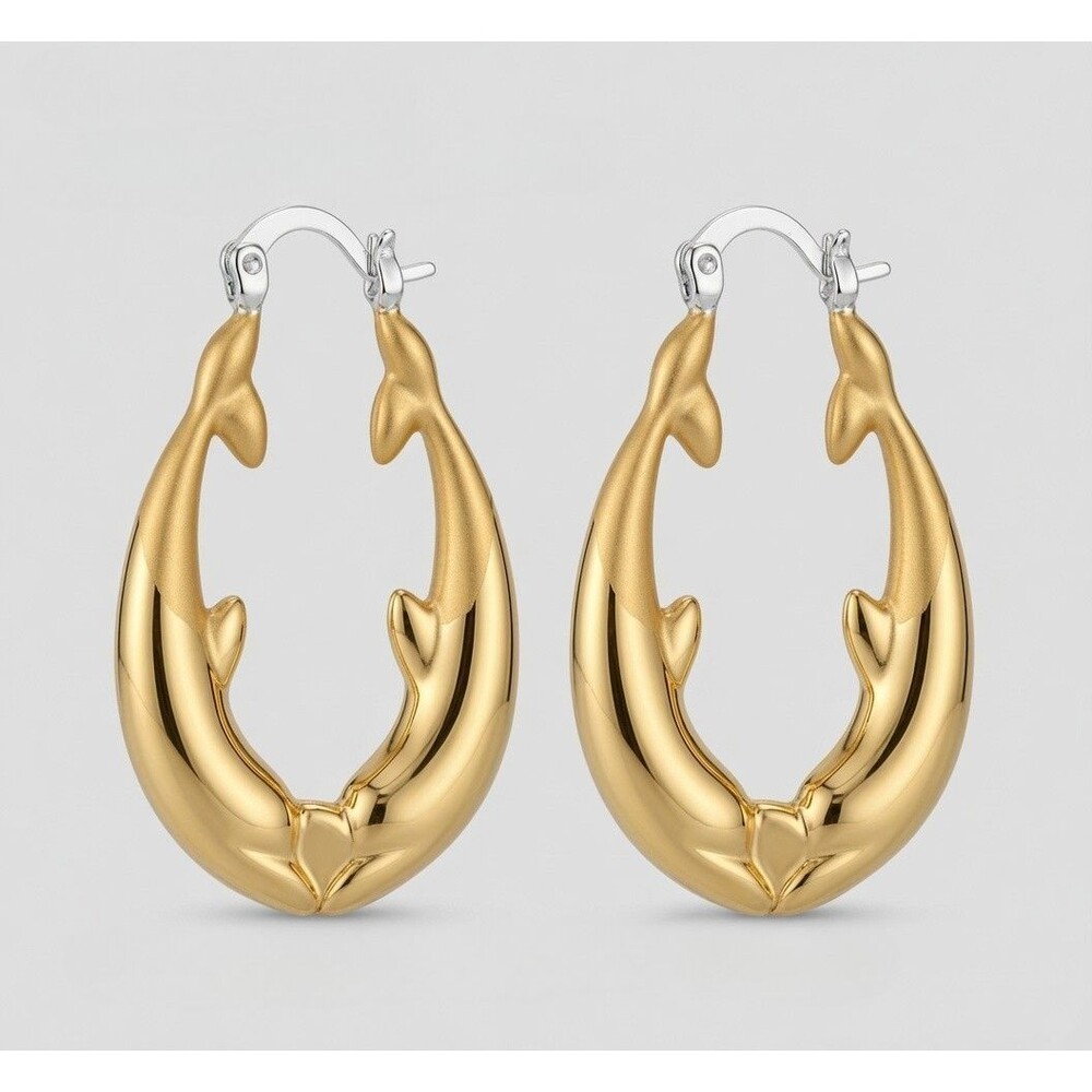 Kissing Dolphin Hoop Earrings